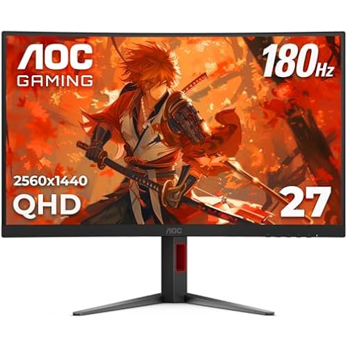 AOC 27" Curved Gaming Monitor 2K QHD 180Hz VA AMD FreeSync Premium, CQ27G4H