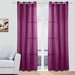 Cortinas Lisas Para Salon MERCURY TEXTIL - Cortinas Modernas Translucidas 2 Piezas con Anillos Plateados para Ventana, 150 X 260 CM (Morado)