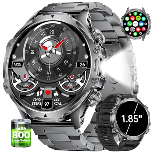 LIGE Reloj Inteligente Hombre Militar con Llamadas,800mAh Smartwatch Hombre con 1,85
