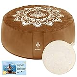 Overmont Meditation Cushion Large Velvet Floor Pillow with Extra Cover 16'x16'x5.2' for Sitting on Floor, Zafu Accessories Decor Buckwheat Yoga Cushion