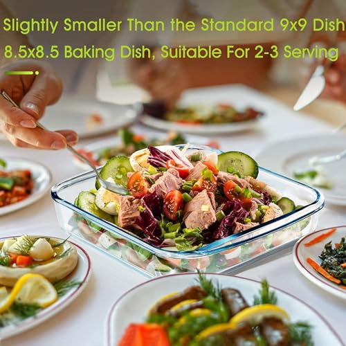 Image of 900ml Square Borosilicate Glass Baking Dish | Microwave, Oven & Air Fryer Safe Clear Glass Bowl | Durable Transparent Cake Mould & Food Container (0.9L, Single Piece) (1)