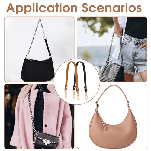 Nogeqi 2 Stück Kurz Taschengurt 41 cm Schmal Taschengriffe PU Taschenriemen Schulterriemen Leder Taschenhenkel, Ersatz Handtaschenriemen für Damen Taschen Handtaschen Geldbörse - Schwarz, Braun