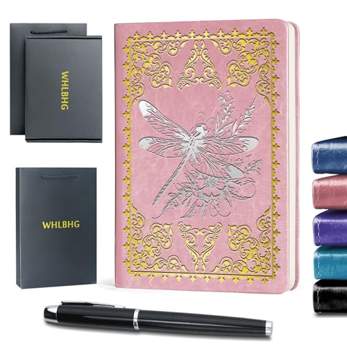 WHLBHG Dragonfly Lovers Gift Dragonfly A5 Size Lined Journal Notebook Encouragement Gift Inspirational Gift Friends Gift Multi color Journal,1 Pack (Pink),(Dragonfly-pink)