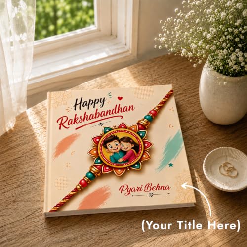 Image of Personalized Rakhi Theme Photo Album (8x8 Inches) - 24 Pages - Hard Cover Customized Photobook - Rakshabandhan Gift for your Brother and Sister
