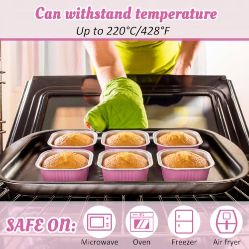 Aoriher 150 Pcs 10 oz Mini Cake Pans with Lids Disposable, Deep Pink by Aoriher - Used condition - Image 7