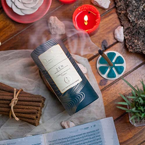 Image of Nirmalaya Premium Rooh Rose, Zen, Sandalwood, Bakhoor Bambooless Dhoop Sticks (160 Sticks) with Ceramic Stand | Pack of 4 | 100% Charcoal-Free | for Pooja, Meditation, Yoga & Home Fragrance