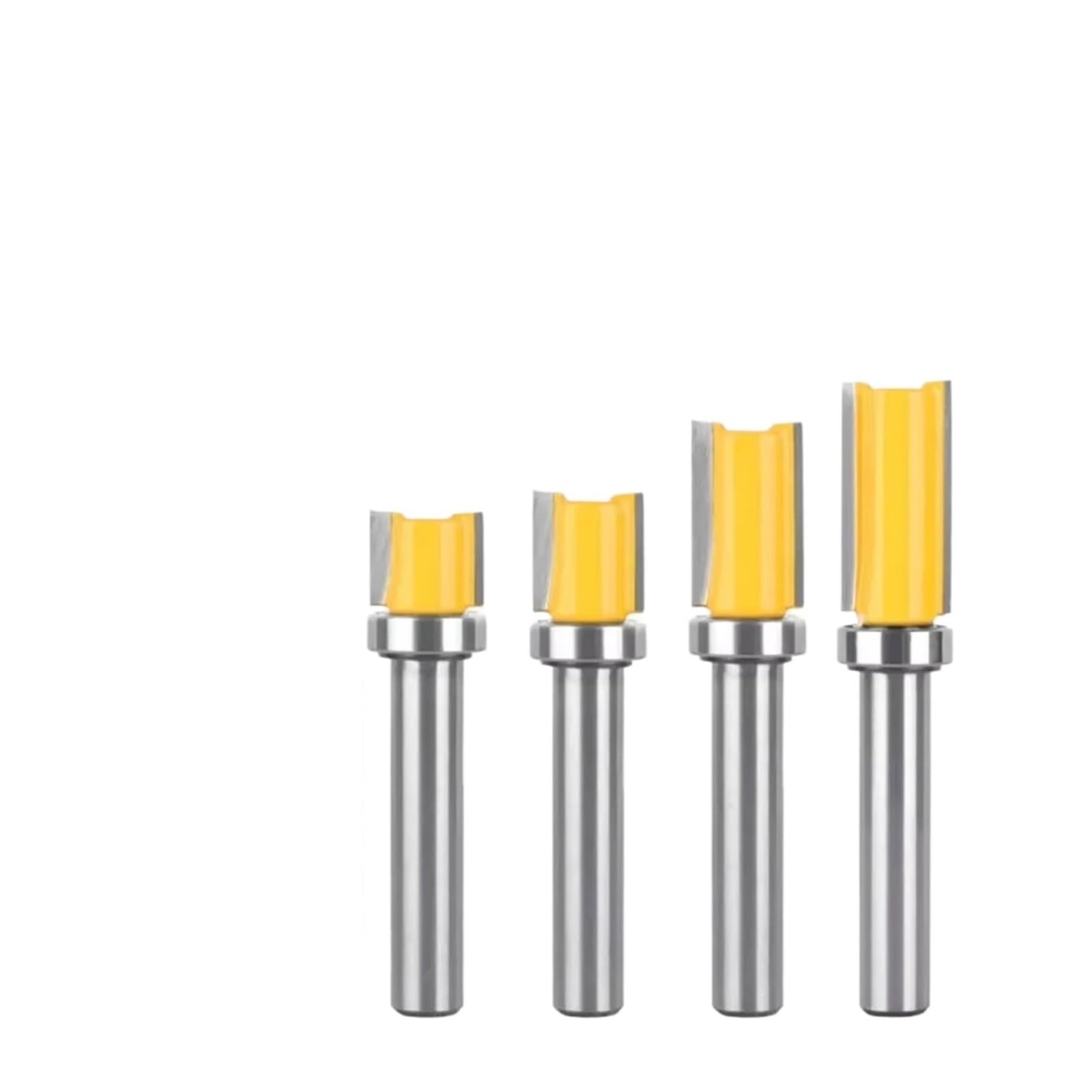 1/4pcs Milling Cutter 8mm Shank Template Trim Hinge Mortising Router Bit Straight End Mill Flush Woodworking Tools(8mm Shank 4pcs)