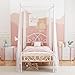 Weehom Twin Canopy Bed Frame with Headboard and Footboard Metal Four Posters Curtains Design Mattress Foundation Bed Platform Underbed Storage Space No Box Spring Needed for Kids Adults White