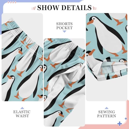 ZZXXB Penguin Boys Long Pants Soft Trousers Elastic Waist Kids Lounge Bottoms with Pockets S-XL4