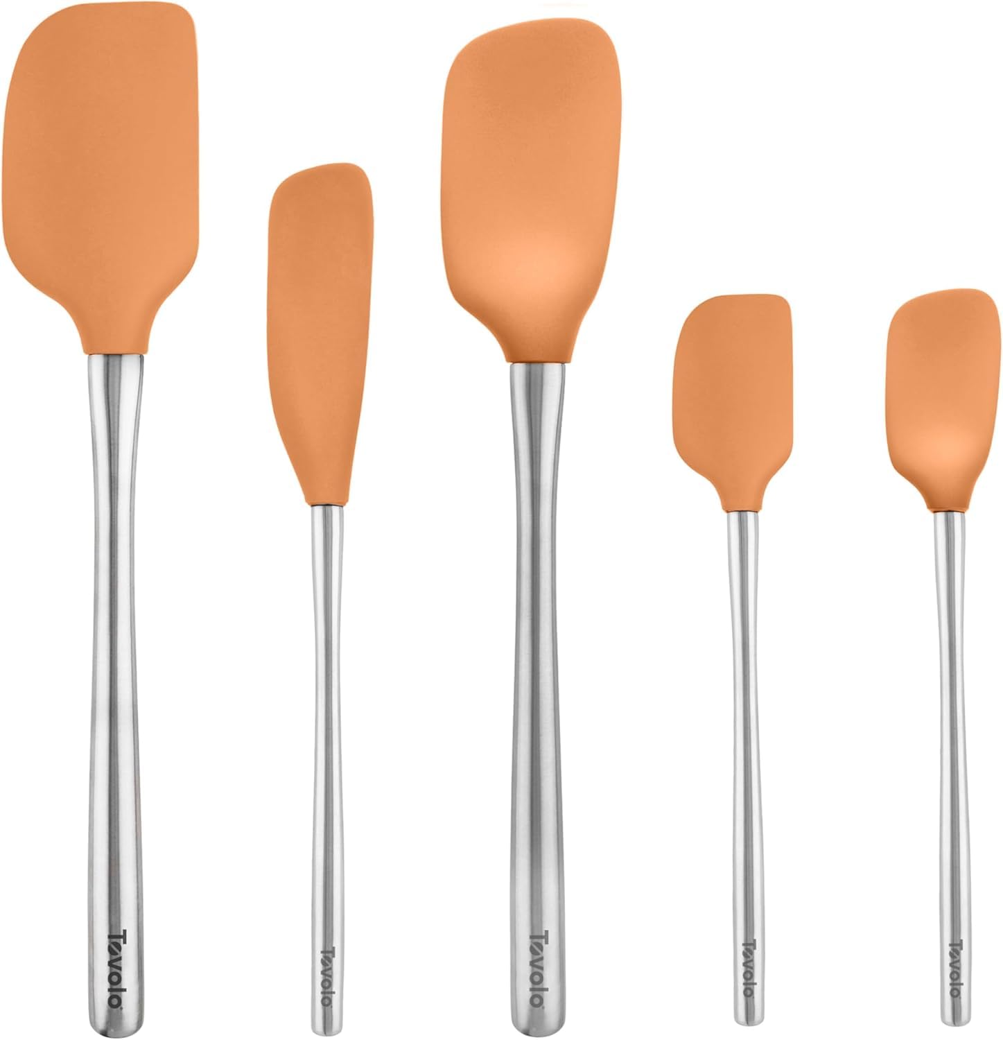 Tovolo Flex-Core Pfannenwender mit Edelstahlgriff, für Mahlzeiten, Kochen, Backen und mehr, Aprikose, 5 Stück