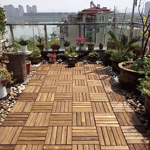 Succthrgi Hard Wood Patio Flooring Interlocking Deck Teak Waterproof Non-Slip Tiles Sample Dance Floor For Composite Decking Outdoor Outside Balcony Pavers Party ( Color : 5Pcs ) #TOP5