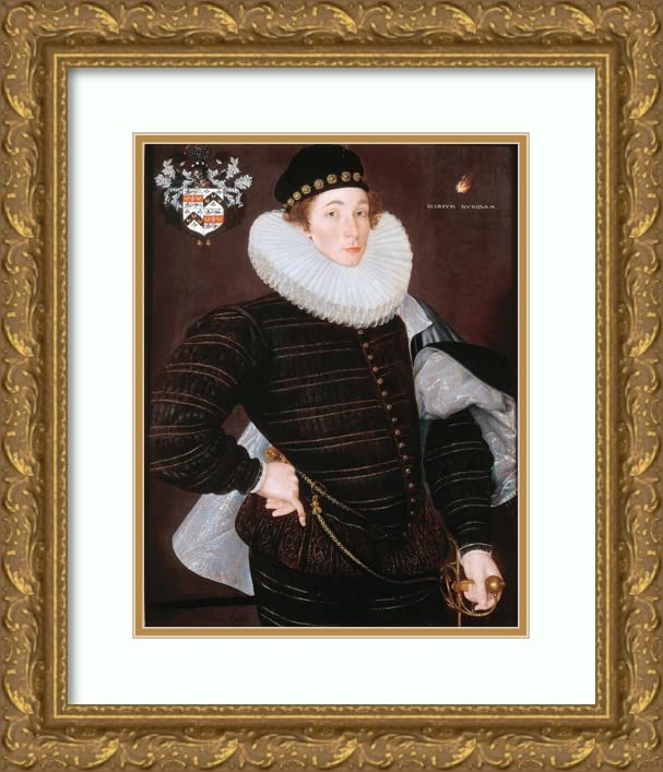 ArtDirectCornelis Ketel 15x18 Gold Ornate Frame and Double Matted Museum Art Print Titled - Richard Goodricke of Ribston, Yorkshire (circa 1578)