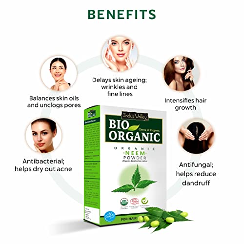 Image of INDUS VALLEY Neem Powder | Organic Azadirachta indica, 100% Organic & Chemical Free Hair Cleanser For Healthy Hair - (100g)