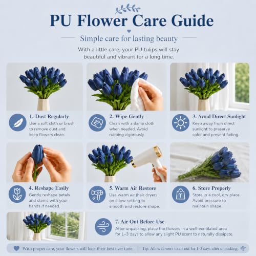 Image of Mandy's 20pcs Artificial Navy Blue Tulips