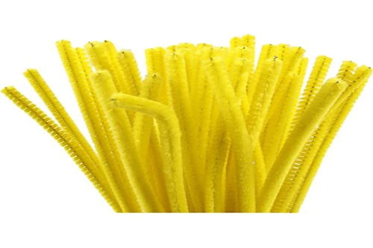 Pipe Cleaners, thickness 6 mm, L: 30 cm, yellow, 50pcs