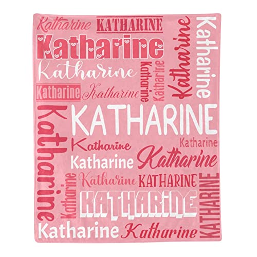 Personalized Blanket for Kids Adults Personalized Name Blanket Custom Blanket with Name Personalized Gifts for Christmas Birthday Valentines Day Mothers Fathers Day (Light Red, 60"x80")