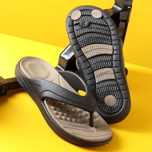 Image of YOHO Snugly Flip Flops for Men | Orthopedic Slippers & Relieving Acupressure | Waterproof Monsoon Footwear | Dual-Tone Design