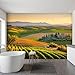 Wall Mural Peel & Stick Tuscany Landscape Sunrise Tuscan Farm House Vineyard Hills Self-Adhesive Wallpaper Removable Wall Decal Wall Sticker Home Decor for Living Room Bedroom 100