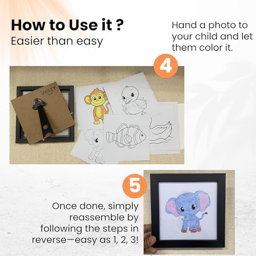 Image of Kids Art Frame with Storage - 7x7 Inch Wooden Display for Drawings, Easy Open Front, Wall-Mountable Memory frame, Artwork Display Frame, Kids Room Decor, School Picture Holder