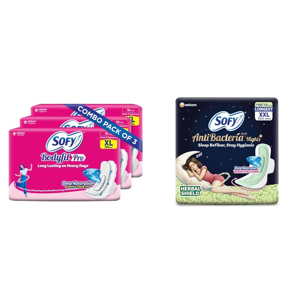 Sofy Bodyfit Pro Sanitary Pads (XL Size - 290 mm) 54 pads - Deep Absorption & fragrance, Centre Thick Fit, Soft on skin with comfy dry top sheet, with disposable wrap, (3 * 18 Pads),Pack Of 3-picture-20