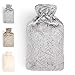 Blumtal Wärmflasche mit Bezug in Kunstfelloptik, Wärmeflasche mit Fassungsvermögen von bis zu 1,8 Litern und superweichem Bezug in Grau