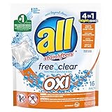 All Mighty Pacs Laundry Detergent, Free Clear Pouch, 16 Count (10072613739827)