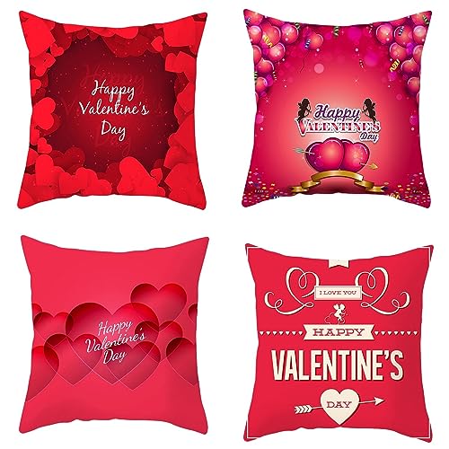 Housse coussin l'amour Saint Valentin rouge lot de 4