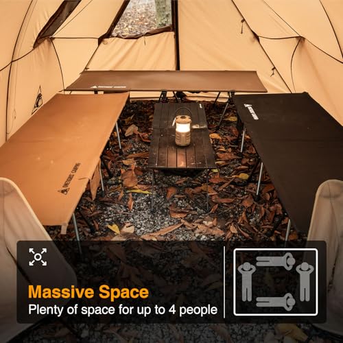OneTigris ASH Canopy Hammock Hot Tent, Spacious Waterproof Windproof 4 Season Tent with Poles for Camping, Hiking, Bushcrafting, Survivalist, Car Trips (Coyote Brown) - Image 4