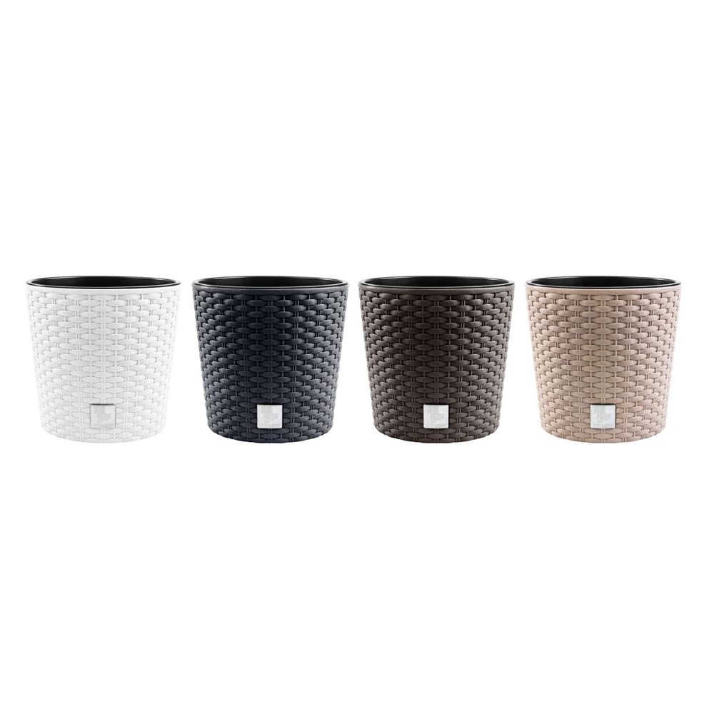 Rattan-Übertopf 21 Cm - Kunststoff, Leicht & Robust, In Verschiedenen Farben - Für Garten, Haus & Büro