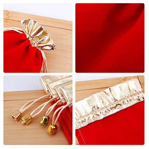 10 Bolsitas de Tela Roja con Cordón para Regalo miniatura 2