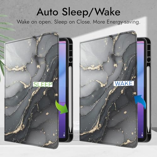 Image of Robustrion Case for Lenovo Idea Tab Pro 2nd Gen 13 inch Cover Case with [Pencil Holder], Folio Flip Cover for Lenovo Idea Tab Pro 2nd Gen Cover 13 inch [Auto Sleep Wake Support] - Ocean Black
