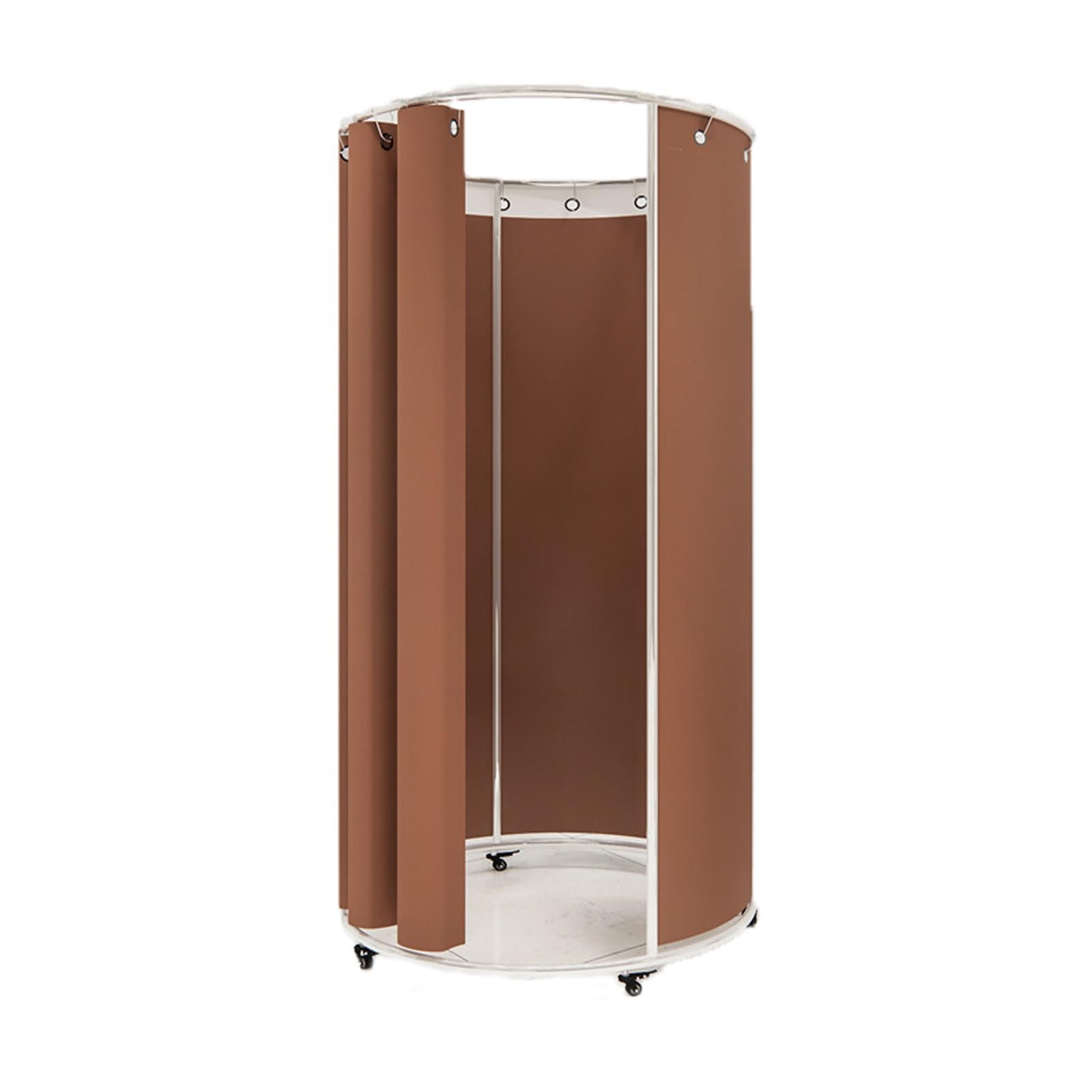 Cabine d'essayage amovible sur roulettes pour magasin de vêtements couleur café