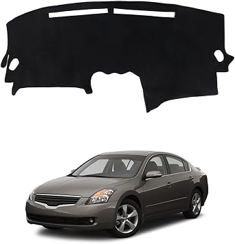 Leather Dashboard Cover Mat for Nissan Altima 2007-2012, No HUD | Glare reduction, sun and heat protection, scratch-resistant surface, unblocked vents and sensors, easy lay-on setup