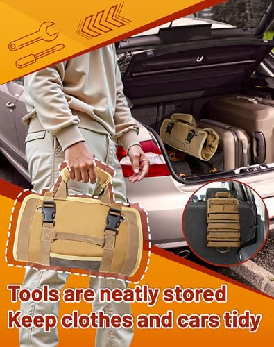 QcoQce Heavy Duty Oxford Tool Roll, Waterproof Durable Tool Bag with 6 Pockets - image 4
