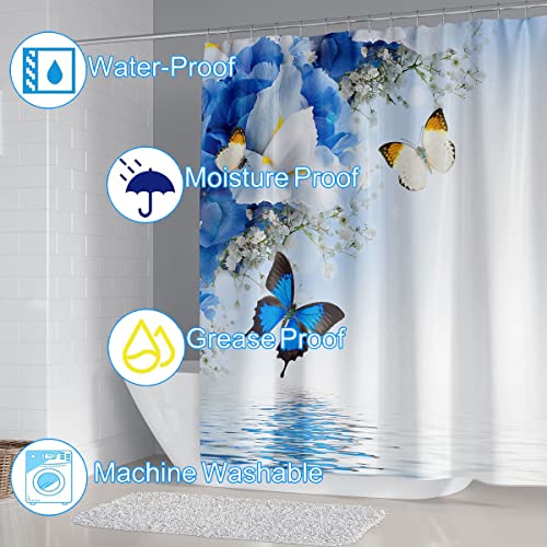 TOENIO 4 Stück Schmetterlings-Duschvorhang-Sets mit 12 Haken, 70X70 Zoll Badezimmervorhänge mit U-Teppich, Toilettendeckelbezug, Badematte, Waschbarer Vorhang für Badezimmerdekoration,C – Bild 3