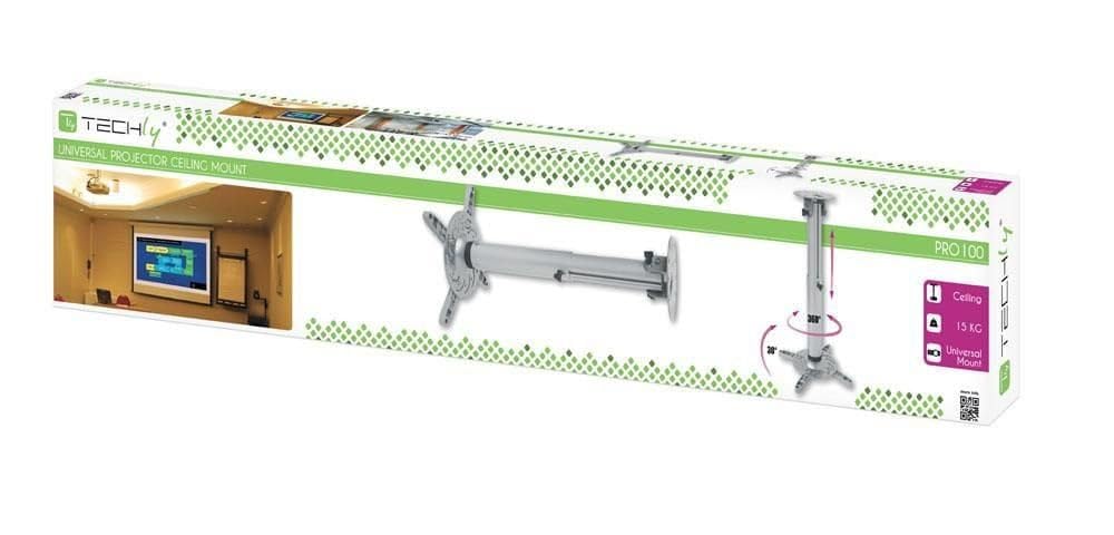 Techly 301597 Supporto a soffitto profess. per proiettori Estensione 110-197 cm Silver