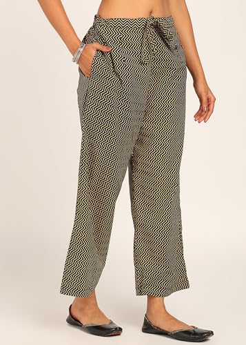 Image of BLOCKS OF INDIA Women's Solid Straight Kurta Set | Hand-Stitched Neck Details with Pintucks | Comfortable Pants with Pockets, Elastic Waist & Drawstring Fit