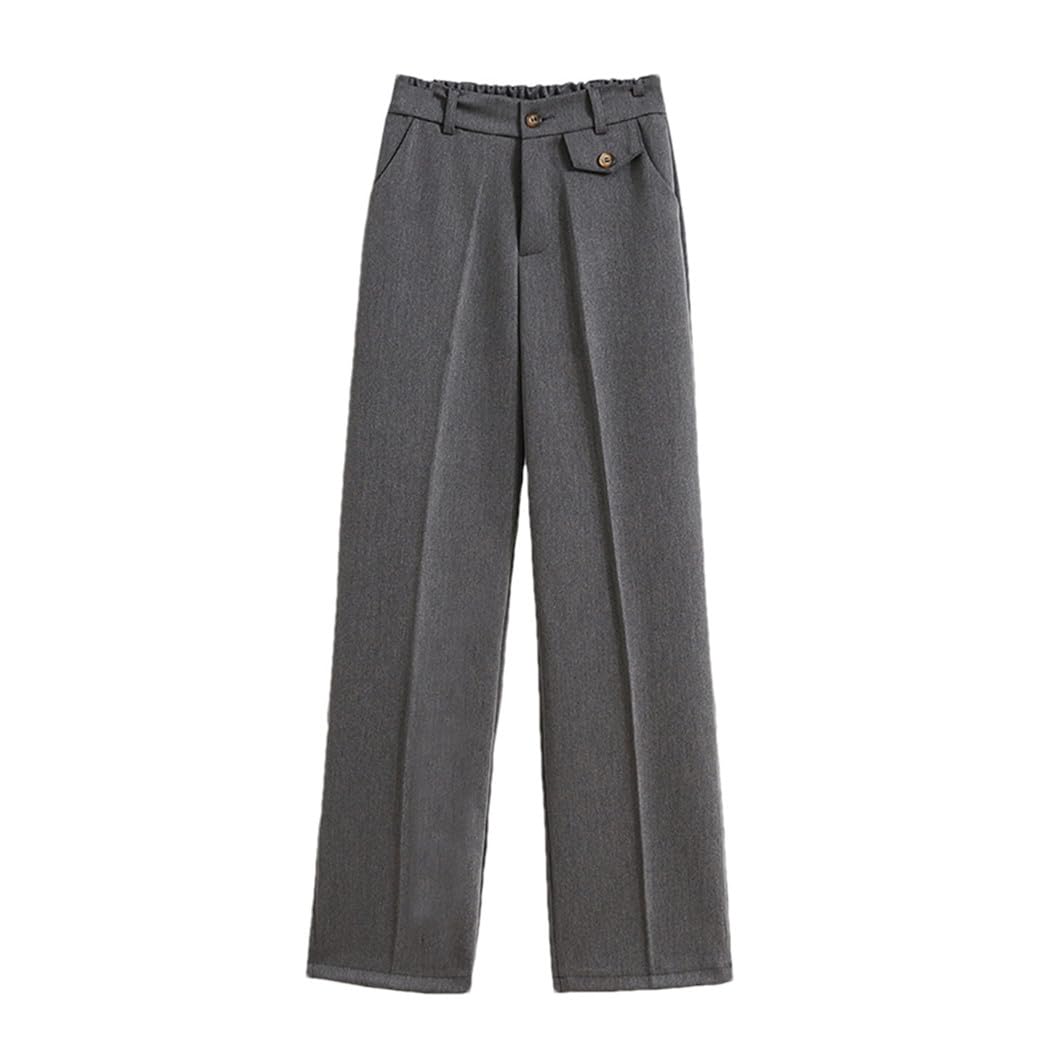 Spring Autumn High Waist Wide Leg Pant Women Loose Elasitc Waist Suits Pant Floor-Length Long Trousers