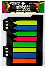 Marcador de Página 12x44mm Neon para Fichário 8 Cores, BRW