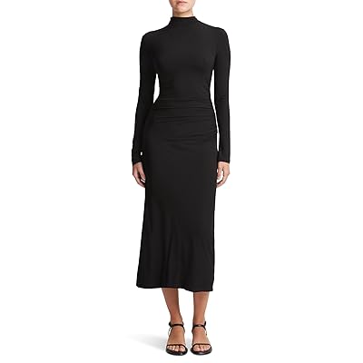 Vince Long Sleeve Turtle Neck Rouched Dress Women