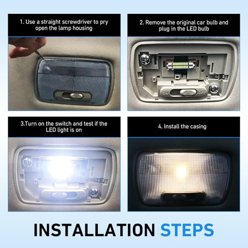 4PCS 578 LED Festoon Bulbs 1.65In 42mm 6000K Blanco miniatura 7