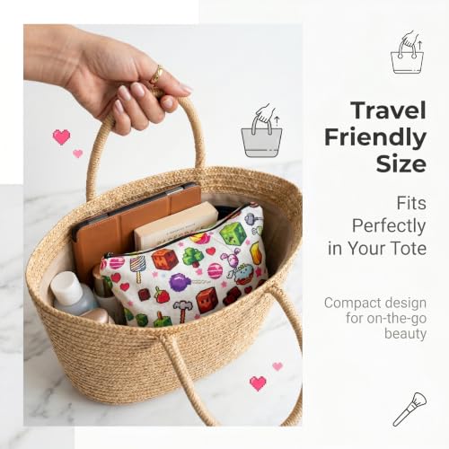 WEGLS for Mine-craft Makeup Bag Pixel Block Print Gaming Cosmetic Bag — view 2