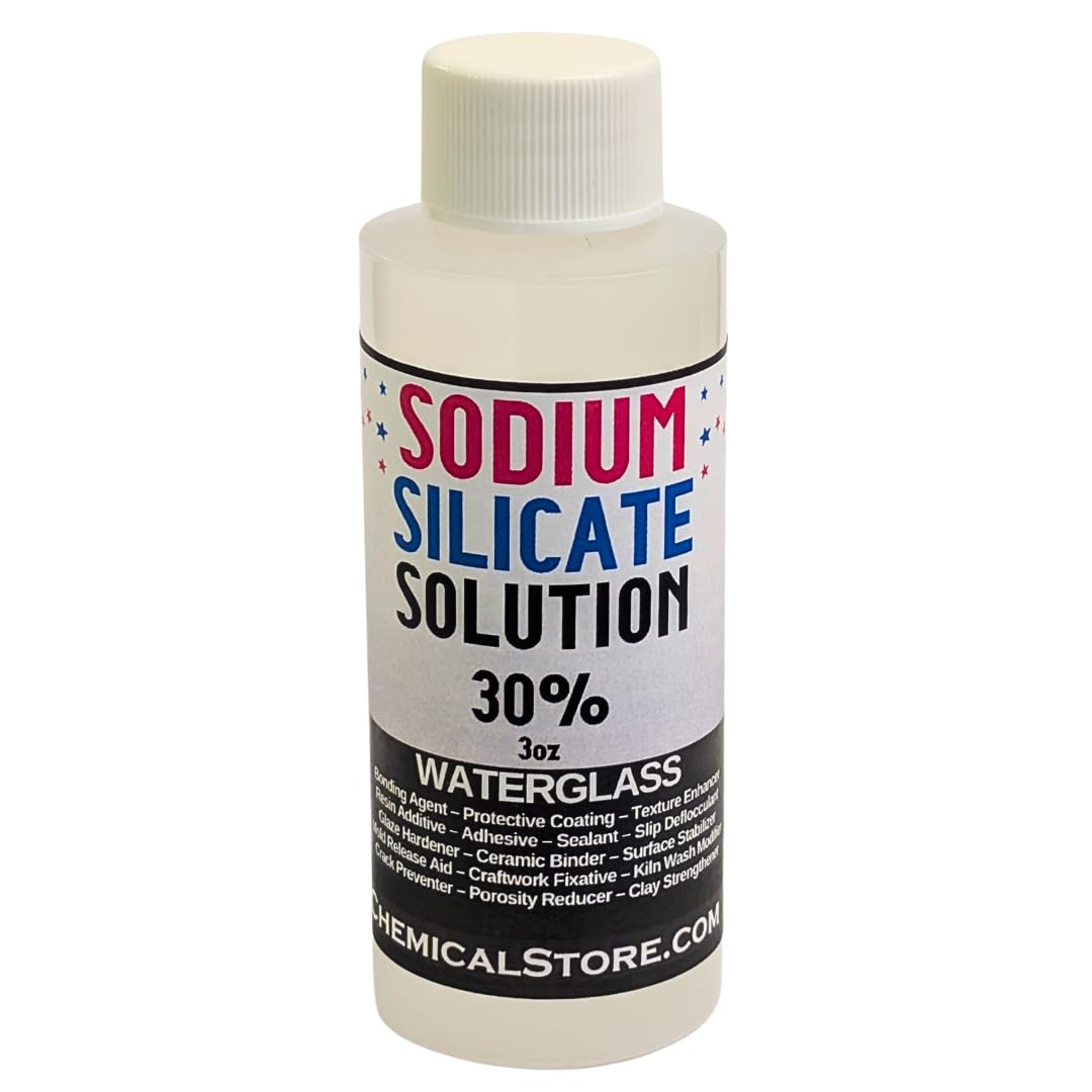 Sodium Silicate Solution 30% – 3oz Bottle for Pottery, Ceramic Casting & Artistic Applications CHEMICALSTORE.COM
