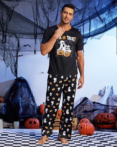 MyFav Matching Pajamas for Family Halloween Short Sleeve Long Pant Sleepwear Holiday Pajamas for Family2