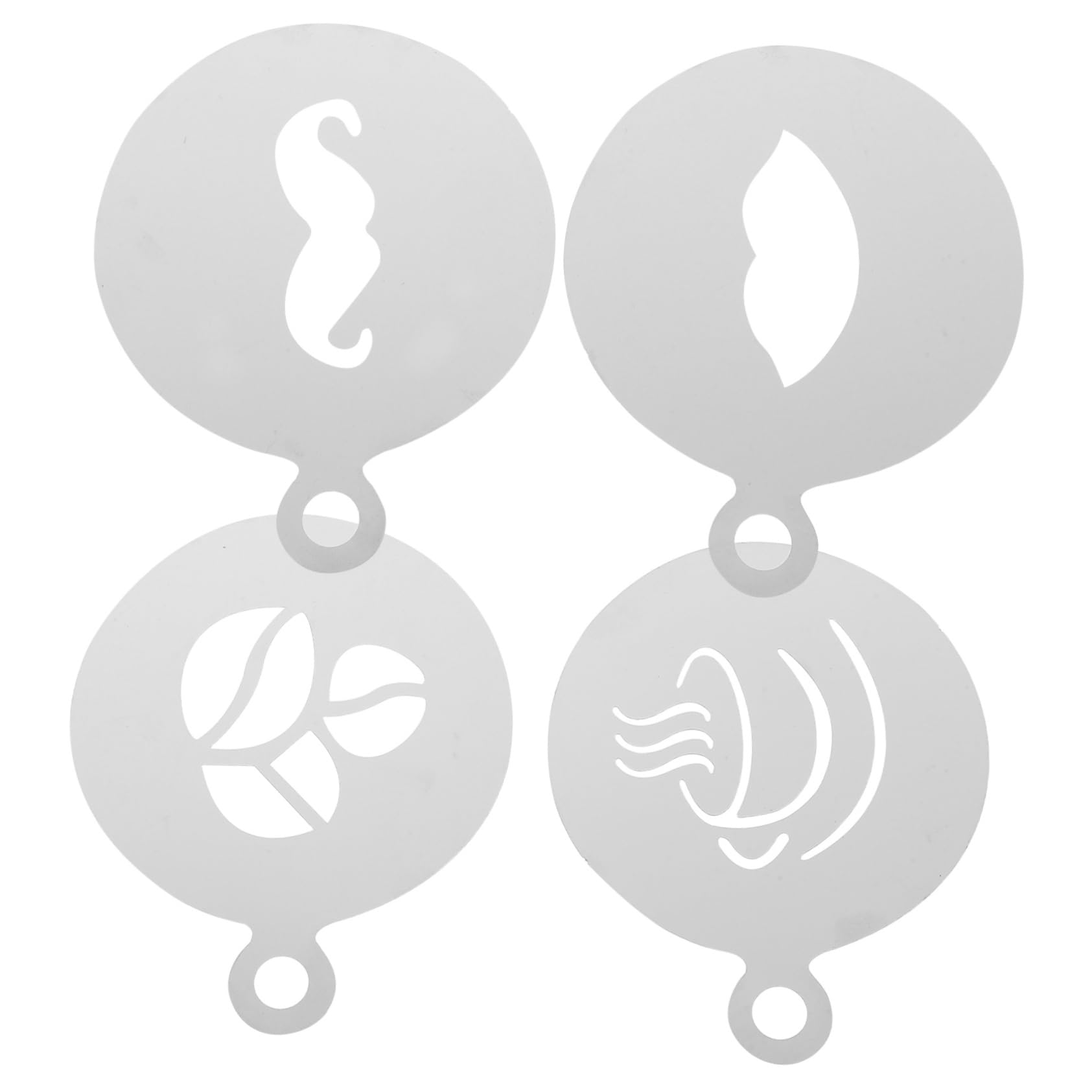 STOBAZA 4pcs Stainless Steel Latte Art Stencils: Coffee Decorating Templates for Cappuccino Hot Chocolate Cake Cookie - Coffee Bar Stencils