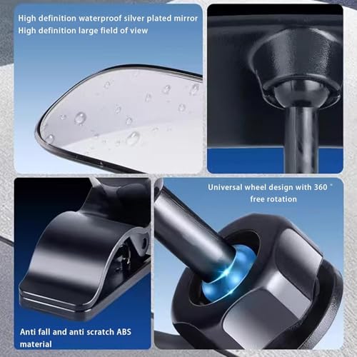 Image of Car Interior Rearview Mirror, 360 Rotation Wide-Angle Convex Clip-on Mirror, Universal Automotive Essentials, Suitable for Observing Children in the Rear