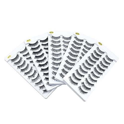 Huapan Fake Eyelashes in 5 Styles : 50 Pairs of False Eyelashes with Lash Applicator