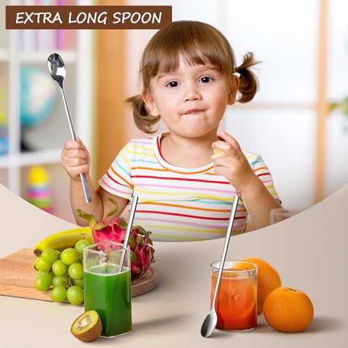 Set of 2 - 9-Inch Stainless Steel Iced Tea Spoons for Mothers and Milks Tea