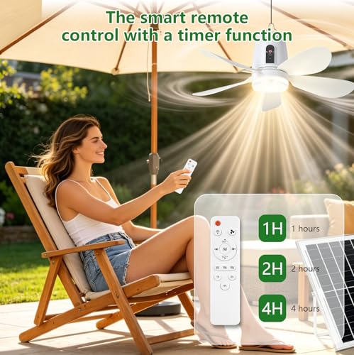 Ventilador de techo solar sin cables para refrescar terrazas y campings 6