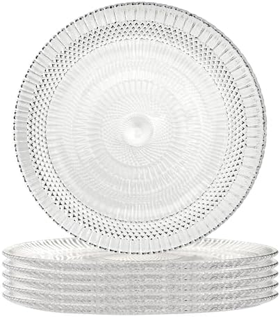 Dessert Plates - 6 Inch/15cm Handblown Glass Plates Set of 6 - Small Decorative Salad and Dessert Plates, Clear Glass Dinner Plates for Appetizers, Salads, and Small Meals